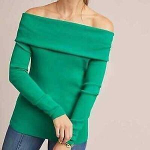 Anthropologie Ett:Twa Cecily Off Shoulder Sweater in Holiday Green Small